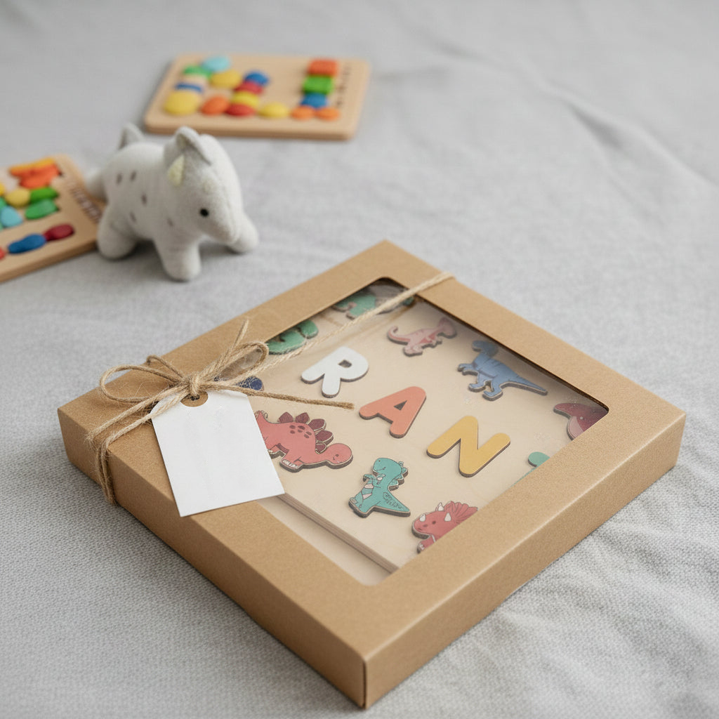 Wooden Dinosaur Letter Puzzle Board