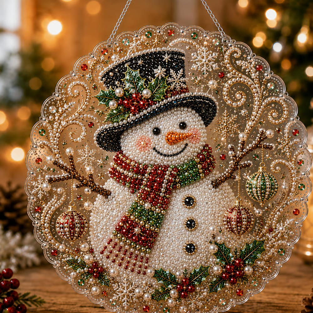 🎄 LAST DAY 49% OFF – ✨ Christmas Pearl Diamond Art Hanging Ornament Kit | Luxury Flocked Canvas with Scratch-Resistant Non-Fading Pearl Beads DIY Handmade Holiday Hanging Decor 🎅💎