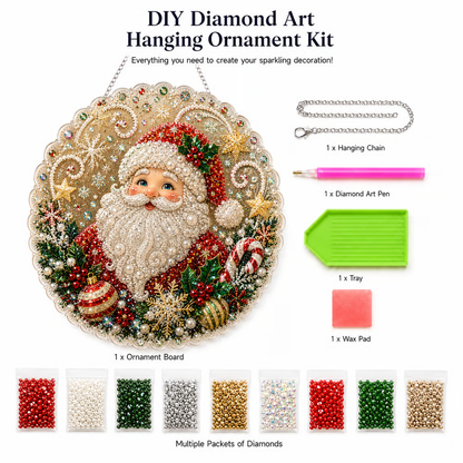 🎄 LAST DAY 49% OFF – ✨ Christmas Pearl Diamond Art Hanging Ornament Kit | Luxury Flocked Canvas with Scratch-Resistant Non-Fading Pearl Beads DIY Handmade Holiday Hanging Decor 🎅💎