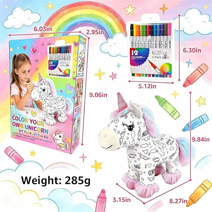 🦄 DIY Washable Unicorn Plush Coloring Kit for Kids 🎨