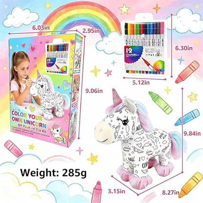 🦄 DIY Washable Unicorn Plush Coloring Kit for Kids 🎨