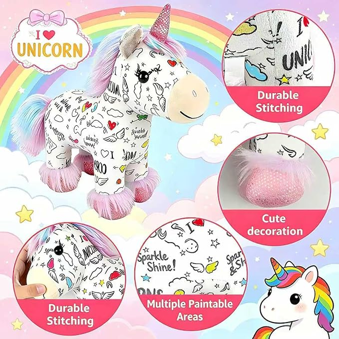 🦄 DIY Washable Unicorn Plush Coloring Kit for Kids 🎨
