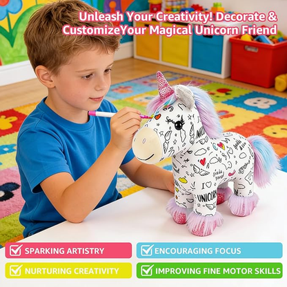 🦄 DIY Washable Unicorn Plush Coloring Kit for Kids 🎨