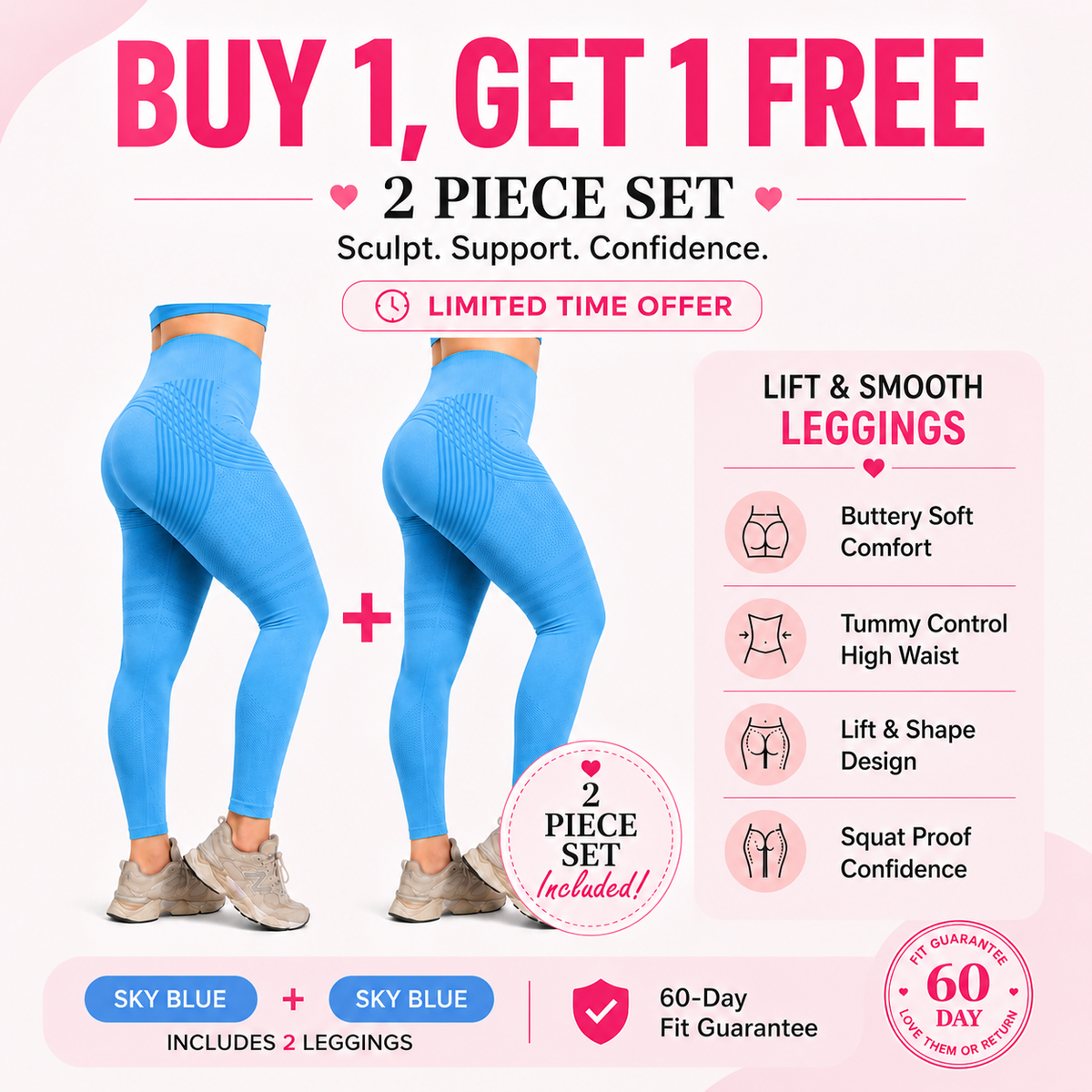 🌸💖Last Day! 50% OFF 2-Pack LBMLBM® Lift & Smooth Leggings