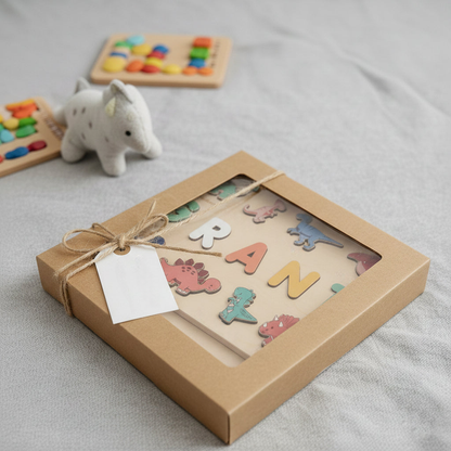 Wooden Dinosaur Letter Puzzle Board