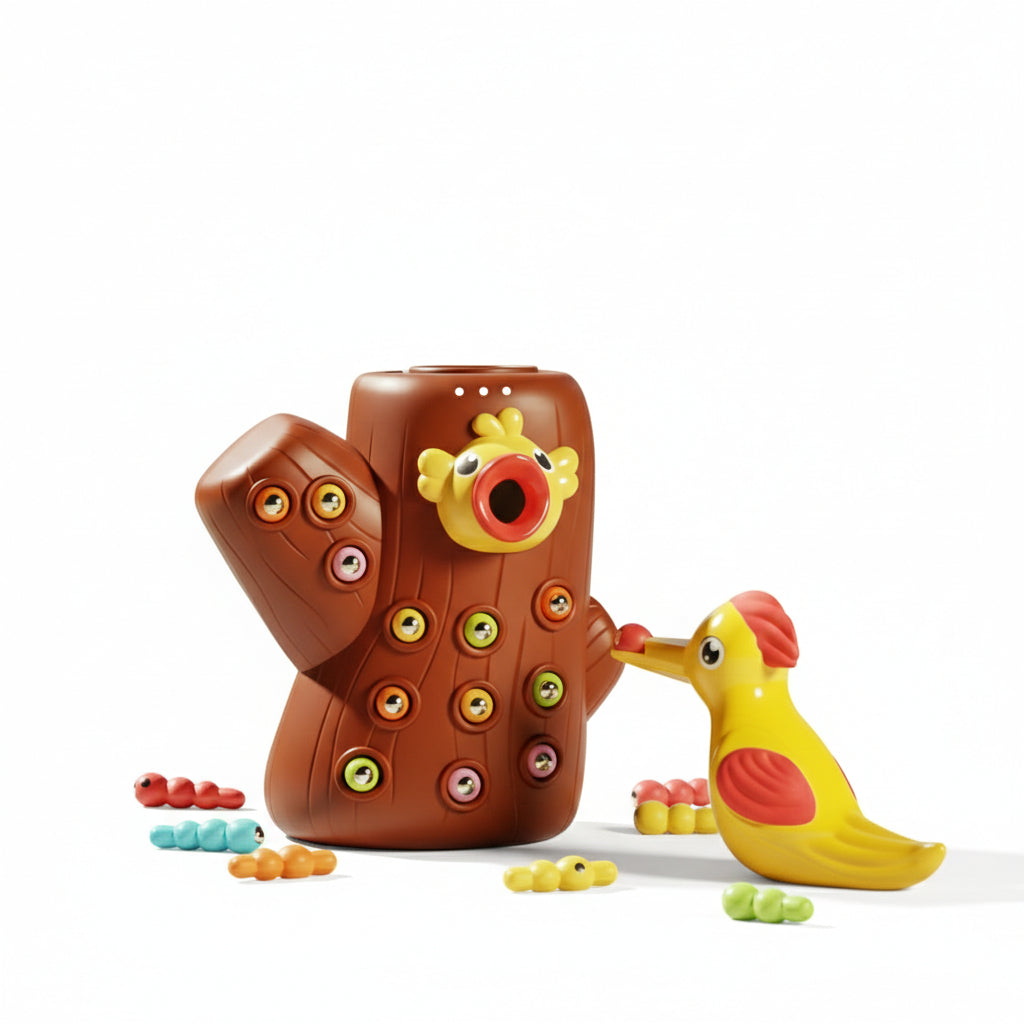 Magnetic Woodpecker Worm Catching Game
