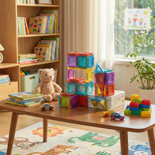 56pcs Mini Magnetic Tiles Travel Set
