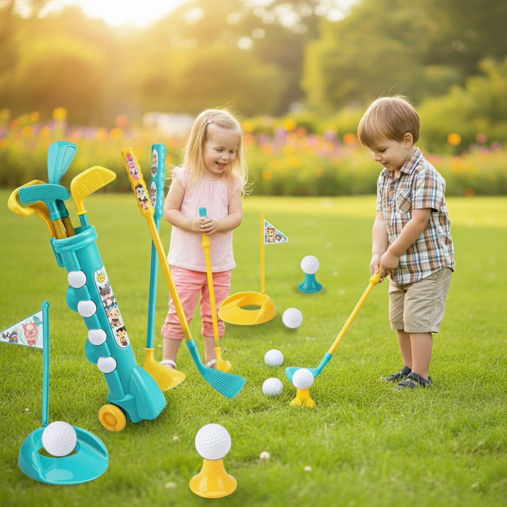 Junior Pro Golf Set with Portable Caddy Cart