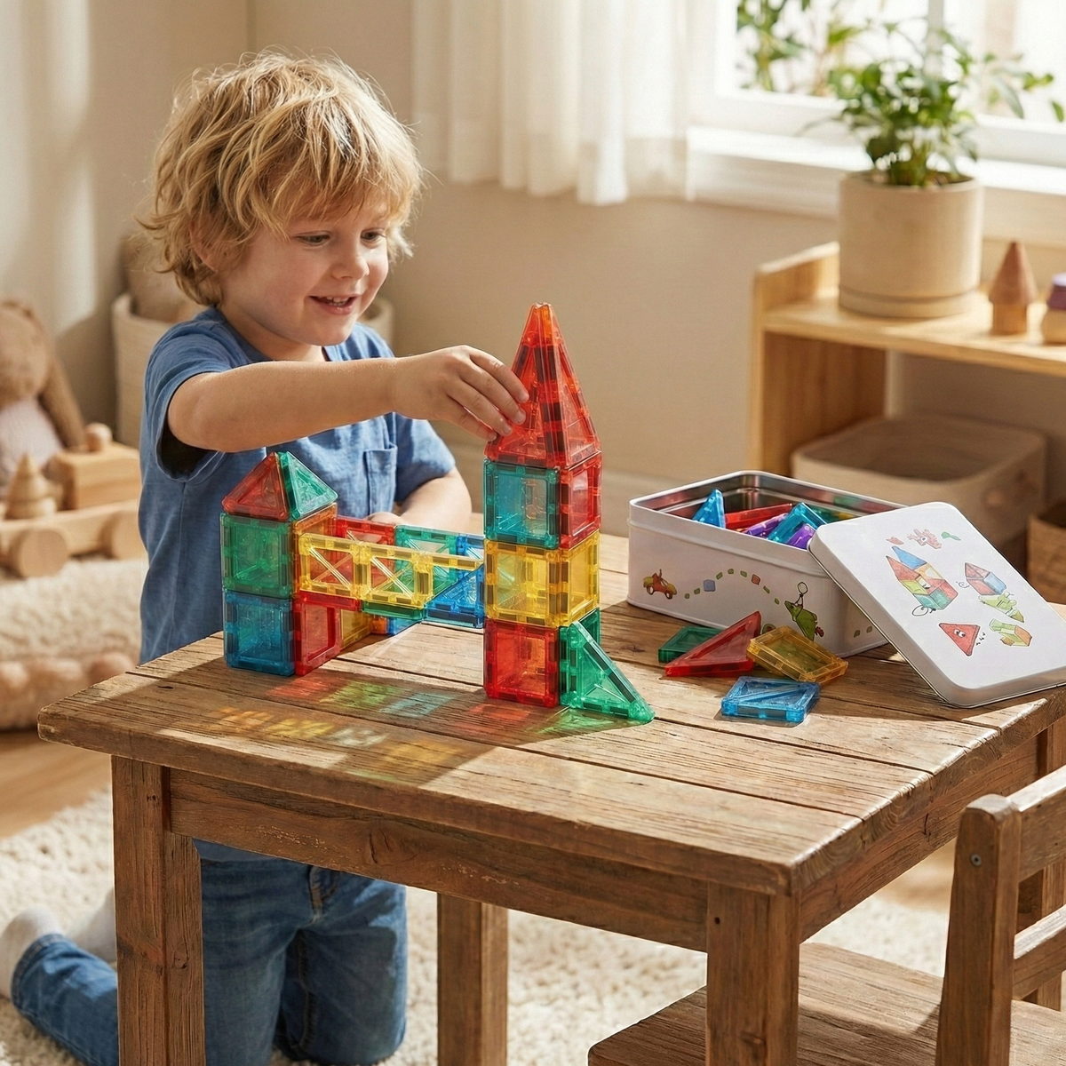 56pcs Mini Magnetic Tiles Travel Set